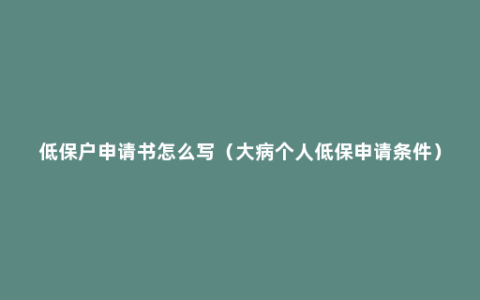 低保户申请书怎么写（大病个人低保申请条件）