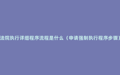 法院执行详细程序流程是什么（申请强制执行程序步骤）