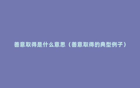 善意取得是什么意思（善意取得的典型例子）