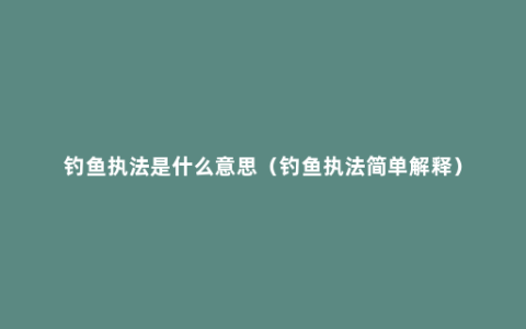 钓鱼执法是什么意思（钓鱼执法简单解释）