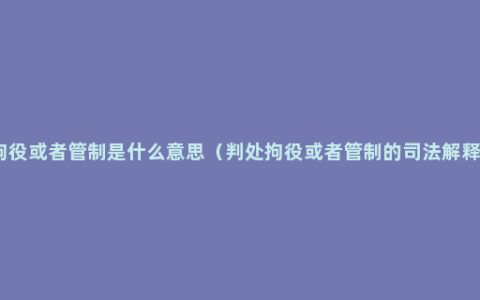 拘役或者管制是什么意思（判处拘役或者管制的司法解释）