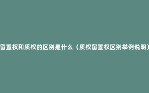 留置权和质权的区别是什么（质权留置权区别举例说明）