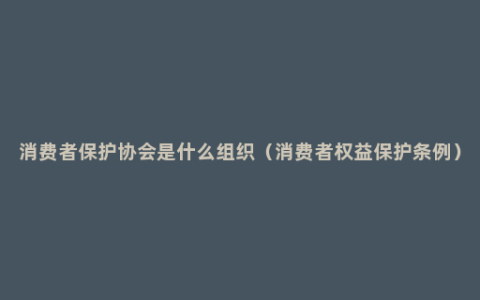 消费者保护协会是什么组织（消费者权益保护条例）