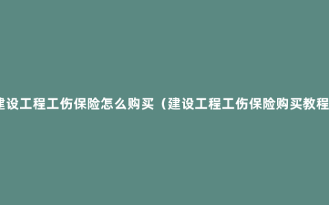 建设工程工伤保险怎么购买（建设工程工伤保险购买教程）