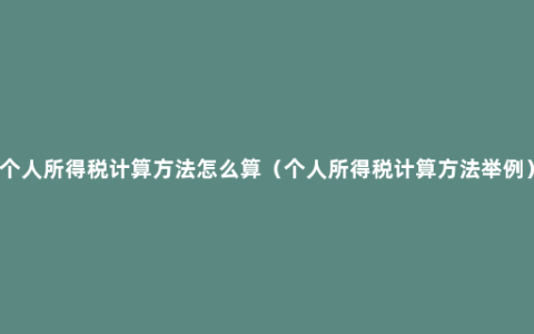 个人所得税计算方法怎么算（个人所得税计算方法举例）