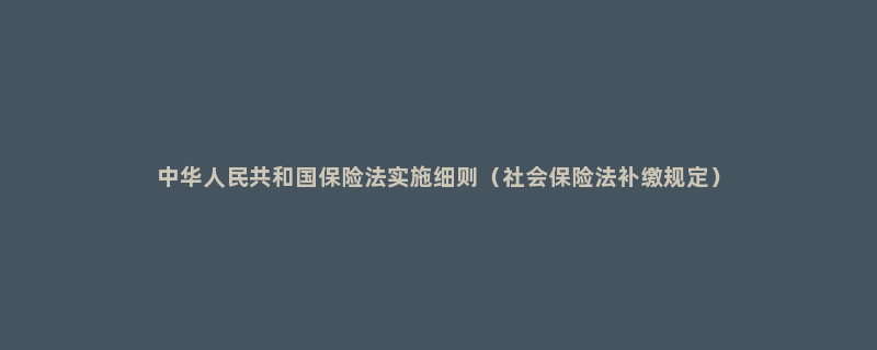 中华人民共和国保险法实施细则（社会保险法补缴规定）