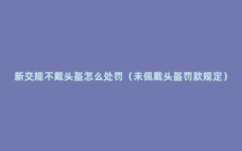 新交规不戴头盔怎么处罚（未佩戴头盔罚款规定）