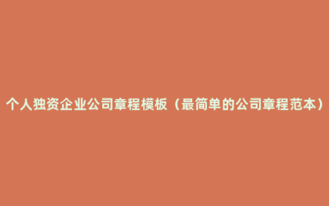 个人独资企业公司章程模板（最简单的公司章程范本）