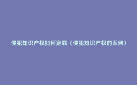 侵犯知识产权如何定罪（侵犯知识产权的案例）