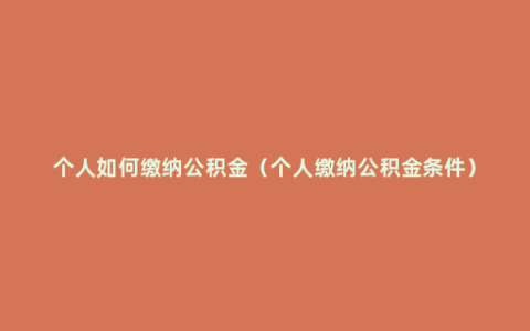 个人如何缴纳公积金（个人缴纳公积金条件）