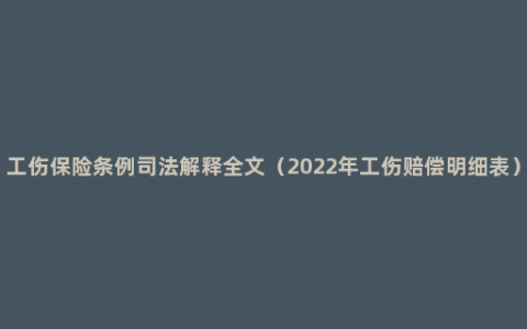 工伤保险条例司法解释全文（2022年工伤赔偿明细表）