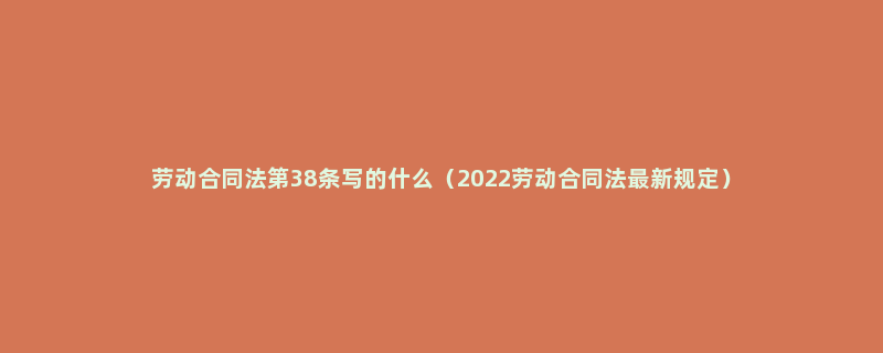 劳动合同法第38条写的什么（2022劳动合同法最新规定）