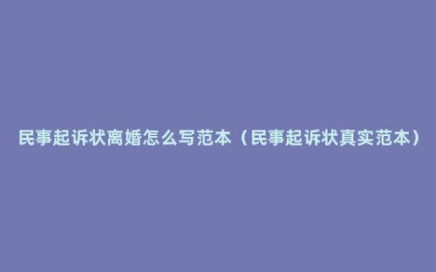 民事起诉状离婚怎么写范本（民事起诉状真实范本）