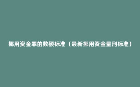 挪用资金罪的数额标准（最新挪用资金量刑标准）