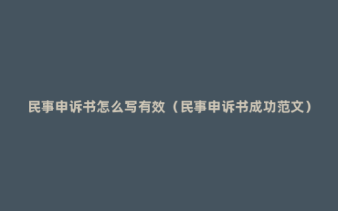 民事申诉书怎么写有效（民事申诉书成功范文）