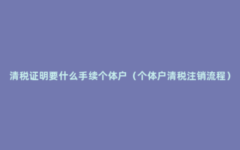 清税证明要什么手续个体户（个体户清税注销流程）