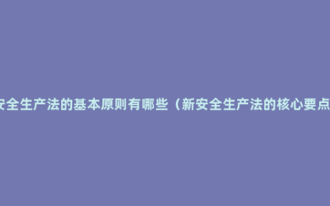 安全生产法的基本原则有哪些（新安全生产法的核心要点）