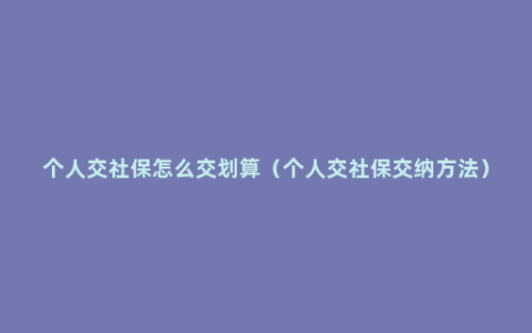 个人交社保怎么交划算（个人交社保交纳方法）