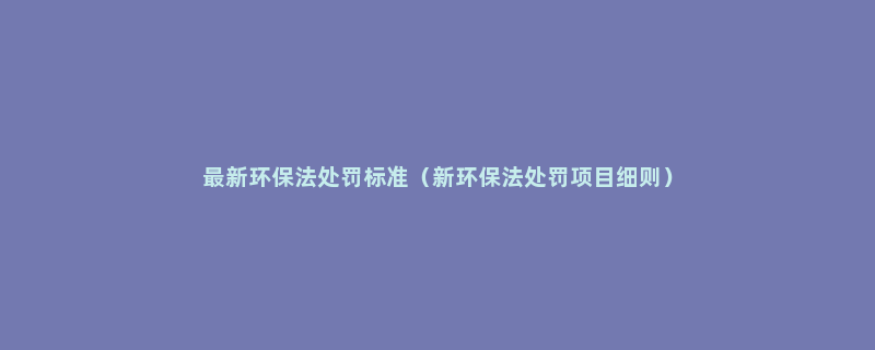 最新环保法处罚标准（新环保法处罚项目细则）