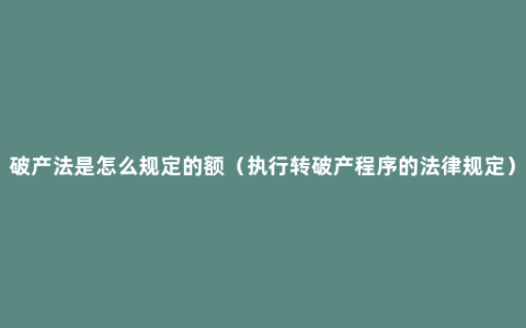 破产法是怎么规定的额（执行转破产程序的法律规定）