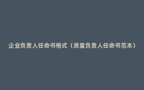 企业负责人任命书格式（质量负责人任命书范本）