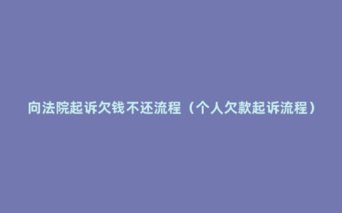 向法院起诉欠钱不还流程（个人欠款起诉流程）