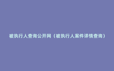 被执行人查询公开网（被执行人案件详情查询）