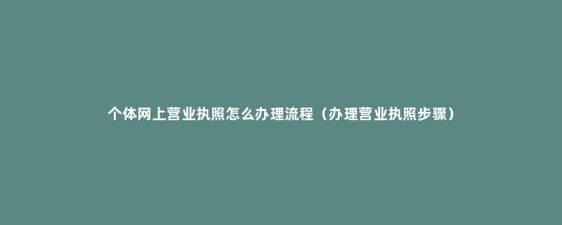 个体网上营业执照怎么办理流程（办理营业执照步骤）