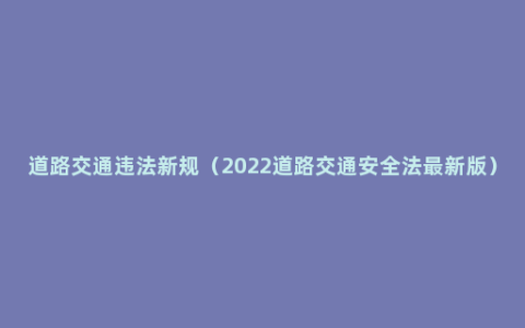 道路交通违法新规（2022道路交通安全法最新版）