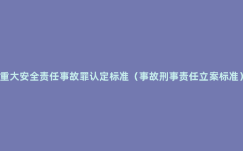 重大安全责任事故罪认定标准（事故刑事责任立案标准）