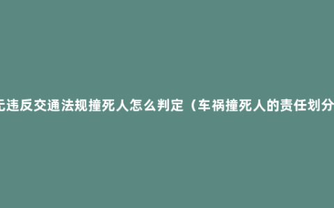 无违反交通法规撞死人怎么判定（车祸撞死人的责任划分）