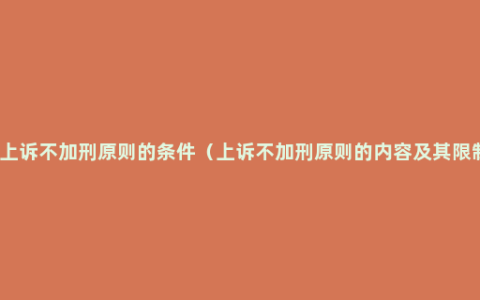 上上诉不加刑原则的条件（上诉不加刑原则的内容及其限制）