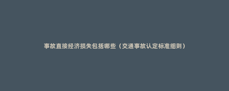 事故直接经济损失包括哪些（交通事故认定标准细则）