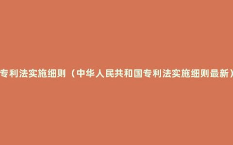 专利法实施细则（中华人民共和国专利法实施细则最新）