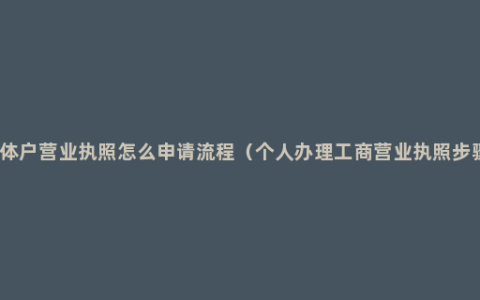 个体户营业执照怎么申请流程（个人办理工商营业执照步骤）