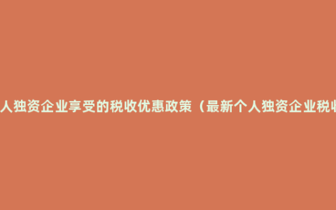 个人独资企业享受的税收优惠政策（最新个人独资企业税收）