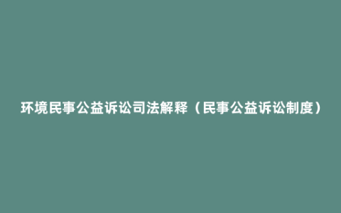 环境民事公益诉讼司法解释（民事公益诉讼制度）