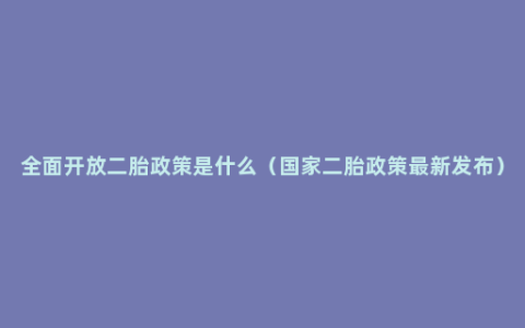 全面开放二胎政策是什么（国家二胎政策最新发布）