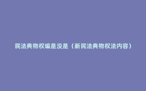 民法典物权编是没是（新民法典物权法内容）