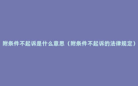 附条件不起诉是什么意思（附条件不起诉的法律规定）