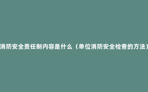 消防安全责任制内容是什么（单位消防安全检查的方法）