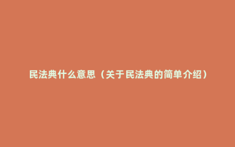 民法典什么意思（关于民法典的简单介绍）