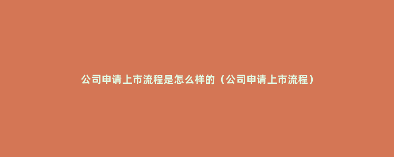 公司申请上市流程是怎么样的（公司申请上市流程）