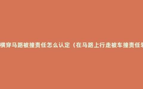 高速行人横穿马路被撞责任怎么认定（在马路上行走被车撞责任划分方法）