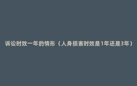 诉讼时效一年的情形（人身损害时效是1年还是3年）