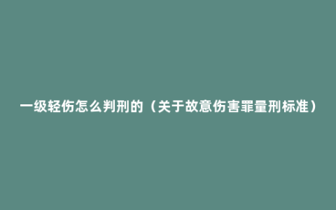 一级轻伤怎么判刑的（关于故意伤害罪量刑标准）