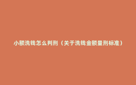 小额洗钱怎么判刑（关于洗钱金额量刑标准）