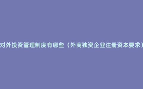 对外投资管理制度有哪些（外商独资企业注册资本要求）