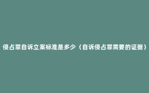 侵占罪自诉立案标准是多少（自诉侵占罪需要的证据）