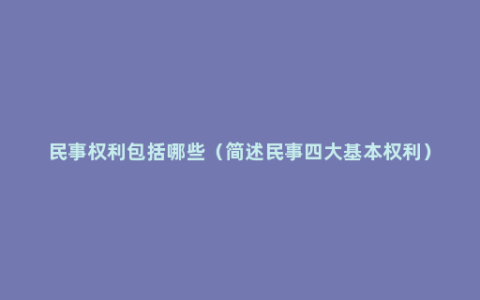 民事权利包括哪些（简述民事四大基本权利）